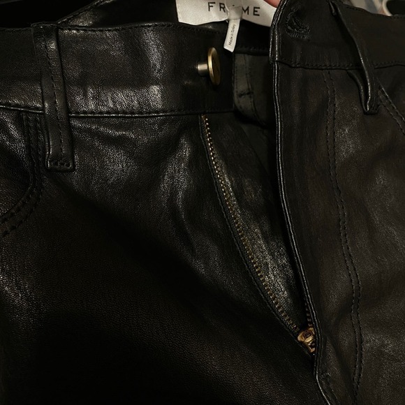 NWT FRAME Le Sylvie High Waist Slender Straight Lambskin Leather Pants Size 25 - Picture 9 of 12